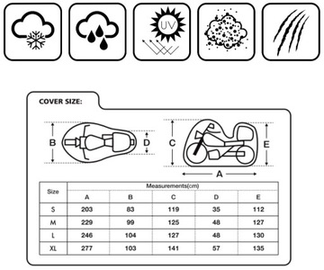 ЧЕХОЛ ДЛЯ МОТОЦИКЛА, СКУТЕР, МОТОР С СЕНСОРОМ, РАЗМЕР-L