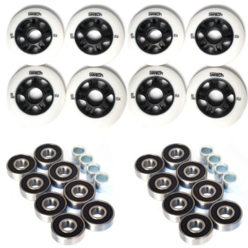 8 x kolečka pro kolečka 80 mm 16 x ložiska ABEC9, rychlé polyuretanové pouzdra