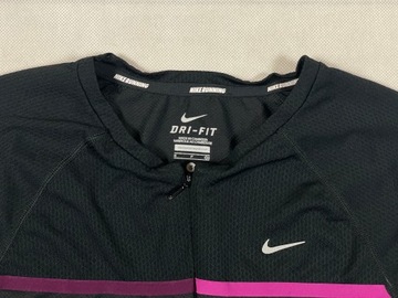 Nike Running Dri-Fit T-Shirt Koszulka Damska Zamek Czarna Logo Unikat S