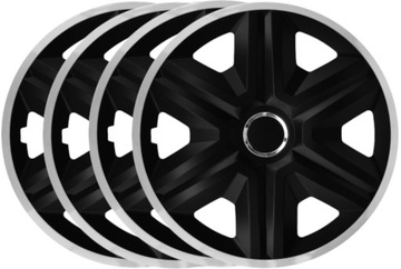 Kołpaki 15 cali Fast Lux Silver - Black Ring czarne zestaw 4szt uniwersalne