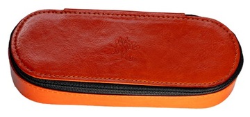 Pomarańczowy piórnik-etui z miejscem na okulary