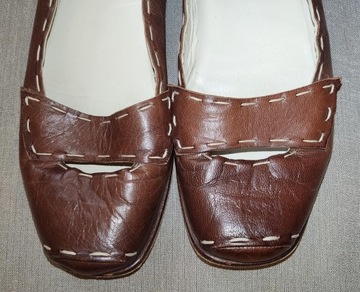 GIDIGIO włoskie damskie skórzane brązowe buty czółenka 40