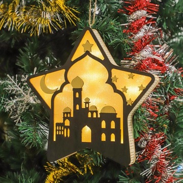 Деревянные светильники Eid AL Adha, декоративный ночник, подвесной светильник, стиль C