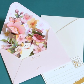 Birthday Christmas Cards Dimensional Pop Up Greeting Card Set Postcards