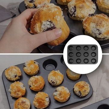 СИЛИКОНОВЫЙ ПРОТИВЕНЬ ДЛЯ МАФФИНОВ НА 12 МАФФИНОВ, ЧЕРНЫЙ ГИБКИЙ