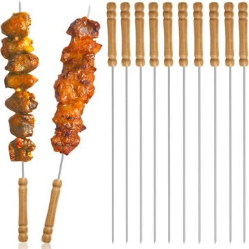 SZPIKULCE SZPIKI SZAMPURY DO SZASZŁYKÓW MIĘSA NA GRILL 10el 30cm NIERDZEWNE