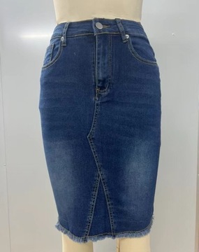 МОДНАЯ ДЖИНСОВАЯ ЮБКА, ЭЛЕГАНТНАЯ СИНЯЯ ЮБКА-КАРАНДАШ МИДИ, размер XL