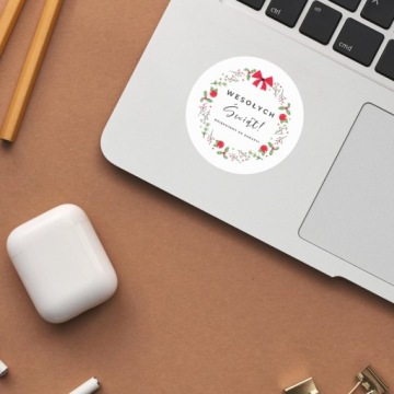 Наклейки MERRY CHRISTMAS Спасибо за покупки, круглые листы, 75 штук, 5 СМ