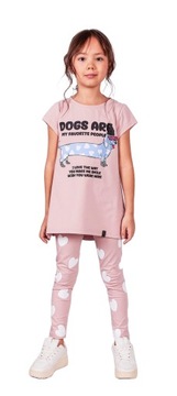RÓŻOWE getry LEGGINSY dla dziewczynki w serduszka ALL FOR KIDS 152/158