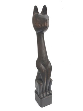 duży czarny KOT KOTY KOTEK drewno egzotyczne 47 cm