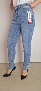 Spodnie Damskie Rurki Jeansowe Klasyczne Plus Size