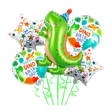 Zestaw Balonów Foliowych Urodzinowych Dinozaur 5