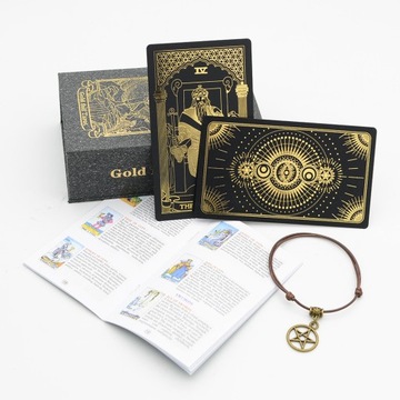 НАБОР КЛАССИЧЕСКИХ КАРТ ТАРО ГАДАНИЕ ТАРО СОЛНЦЕ ЗОЛОТАЯ ФОЛЬГА 78 КАРТ ПВХ