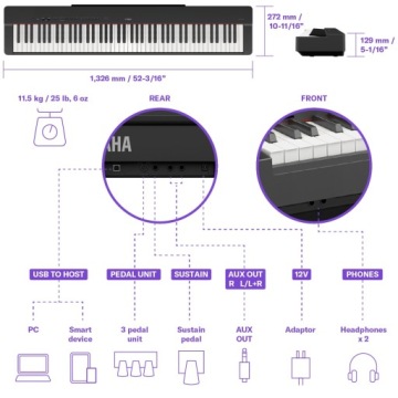 ЦИФРОВОЕ ПИАНИНО YAMAHA P-225 WH