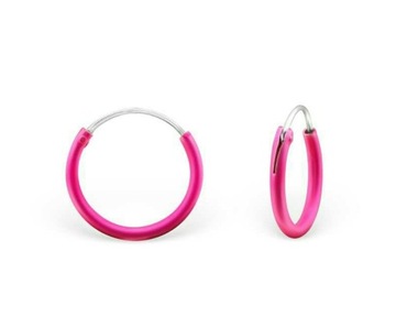 Kolczyk SZTUKA srebro kółko 1,2 cm Różowy neon UV