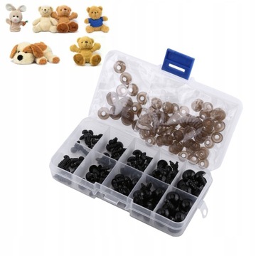 100 sztuk czarne plastikowe zabawki oczy 6-12MM