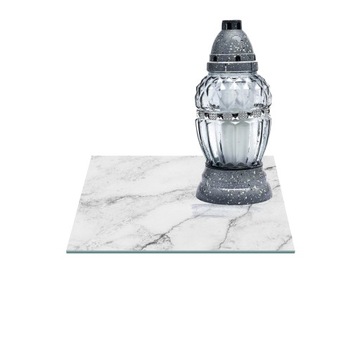 SZKLANA PODSTAWKA POD ZNICZE 25x25cm Marmur 379e