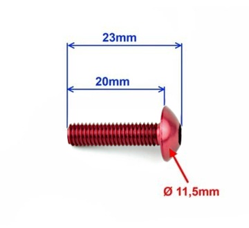 ŚRUBA OWIEWKI M5 ALUMINIOWA CZERWONA ŚRUBY 10SZT.