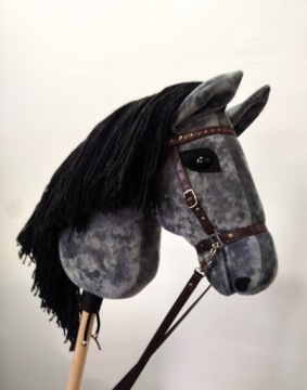 A3 HOBBY HORSE Сірий, Сірий кінь, сіра конячка на палиці