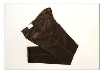 Wrangler Texas Slim Coffee spodnie sztruks W32 L34