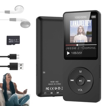 ODTWARZACZ MP4 MP3 16GB RADIO FM BLUETOOTH 5.0 HiFi + SŁUCHAWKI