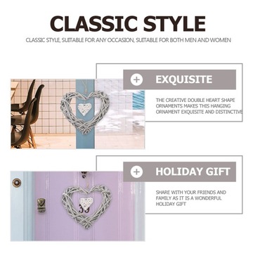 3шт плетеный венок в виде сердца, подвесной венок для