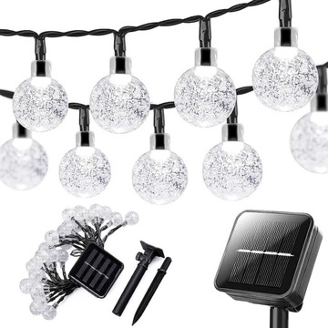 LAMPKI SOLARNE OGRODOWE GIRLANDA OZDOBA TARAS ZEWNĘTRZNE 9,5M 50LED