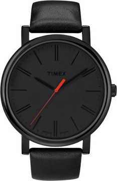 Elegancki czarnym zegarek TIMEX damski skórzany pasek podświetlanie tarczy