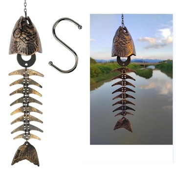 Рыба-перезвон ветра, рыбный скелет, винтажный металлический подвесной декоративный ветер