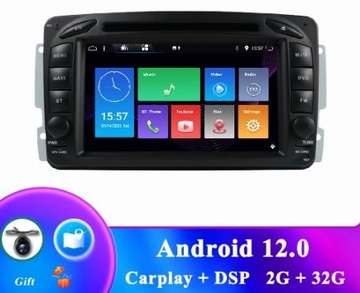Radio ANDROID 12 GPS MERCEDES CLK W209 W203 W208 E kamera gratis