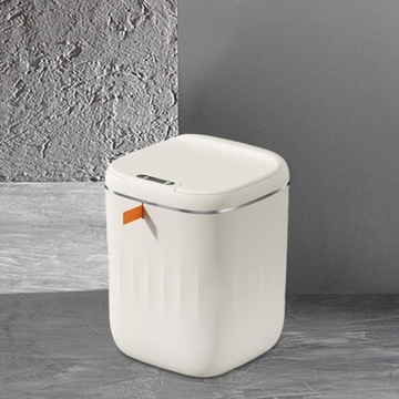 Inteligentny, indukcyjny kosz na śmieci, wodoodporny, przenośny z pokrywką, 20 l, mlecznobiały