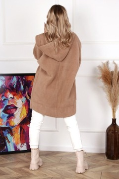 ПАЛЬТО ЖЕНСКОЕ КУРТКА ИЗ АЛЬПАКИ СВИТЕР ТЕПЛЫЙ ДЛИННЫЙ КАПЮШОН НА МОЛНИИ CIEM CAM 2022