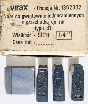 NOŻE VIRAX DO GWINTOWNIC RUR 1/4