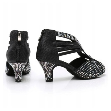 ТАНЦЕВАЛЬНАЯ ТУФЛИ ДЛЯ ЛАТИНО, ЧЕРНЫЕ, С ДЕКОРИРОВАНИЕМ, 6 см
