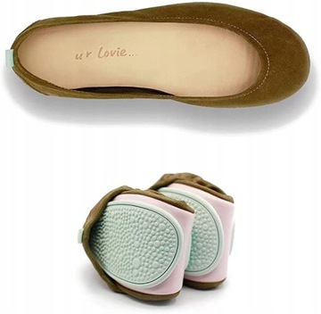 Baleriny Buty Damskie Płaskie Skórzane Baletki Wsuwane Brązowe 39 Lovie Pea