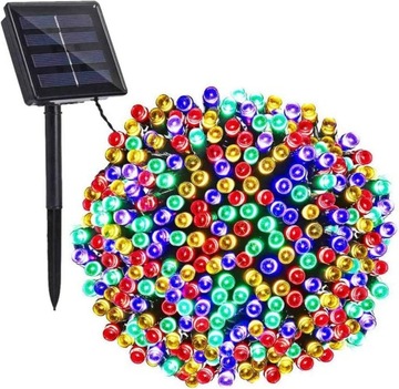 LAMPKI CHOINKOWE SOLARNE KOLOROWE ZEWNĘTRZNE GIRLANDA 200 LED ŚWIĄTECZNE