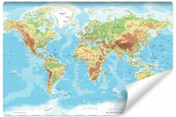 Fototapeta MAPA ŚWIATA Po Polsku na Ścianę 360x240