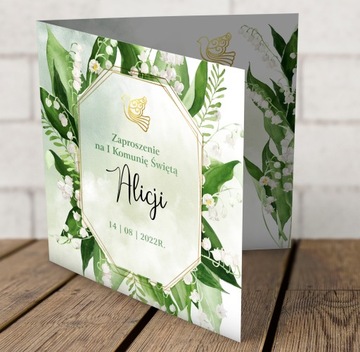 ZAPROSZENIA na komunię - Papier perłowy, personalizacja tekstu zaproszeń