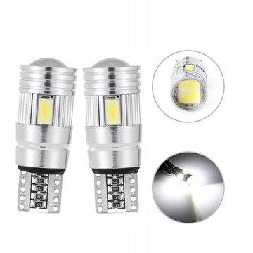СВЕТОДИОДНАЯ ЛАМПОЧКА 6 SMD 5630 W5W T10 ЛИНЗА CANBUS x10