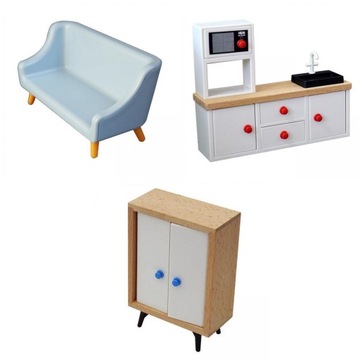 3 sztuki 1/12 meble do domku dla lalek Sofa szafka