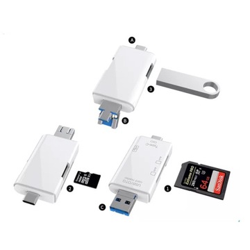 OTG CZYTNIK KART SD MICROSD TF USB USB-C MICRO-USB