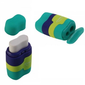 Точилка для карандашей CONNECT с ластиком, цветная, 2 отверстия, 49221