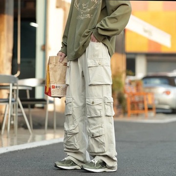 Street Popular White Multi-pocket Overalls Men's H