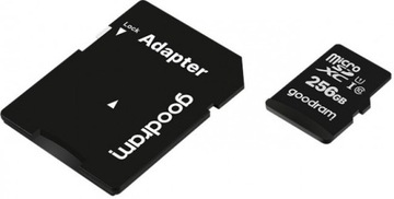 Карта памяти GOODRAM microSD 256 ГБ CL10 UHS I + адаптер