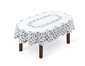 Obrus biały żakardowy 120x160 owalny 250171