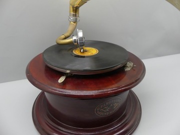 Круглая проигрыватель ПАТЕФОН! Деревянная ЗОЛОТАЯ ТРУБКА!