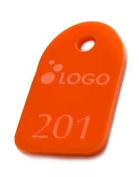 BRELOKI numerek do kluczy pleksi 3x6 4x4 cm 50 szt