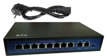 Switch Rtx 8 portů PoE do 250 m 2 porty Uplink
