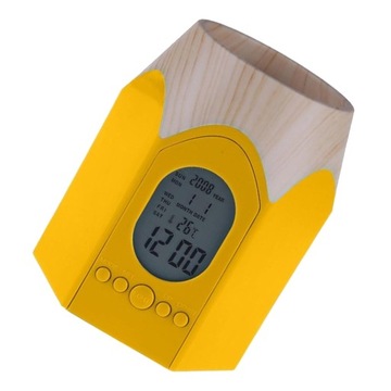 Офисный держатель для ручек, цифровой календарь, настольный органайзер, держатель для карандашей, желтый