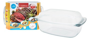 ВОЗДУХОУСТОЙЧИВАЯ ПОСУДА ОБЪЕМОМ 5,8 Л СО СТЕКЛЯННОЙ КРЫШКОЙ